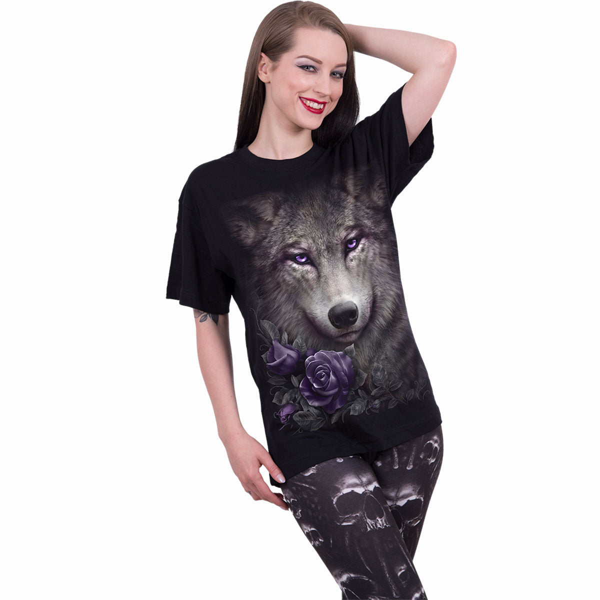 Wolf Roses - Front Print AGL T-shirt Black
