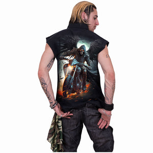 Night Rider - Sleeveless Stone Washed Worker Black