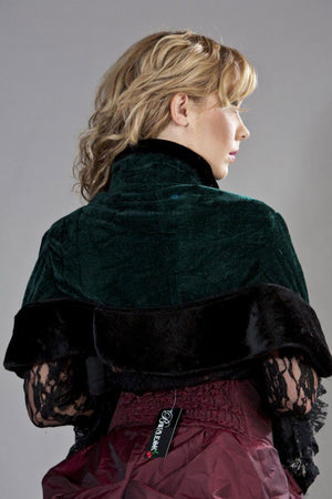 Victorian Bolero Shrug In Velvet & Black Fur-Burleska-Dark Fashion Clothing