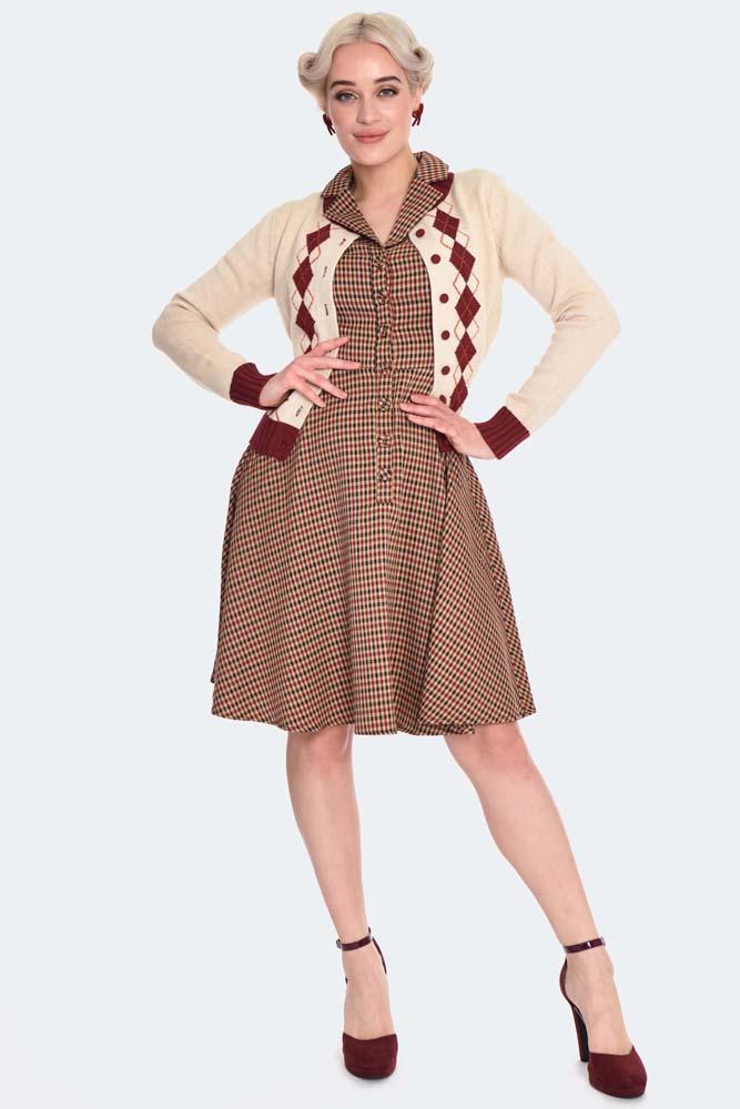 Cream Argyle Pattern Cardigan