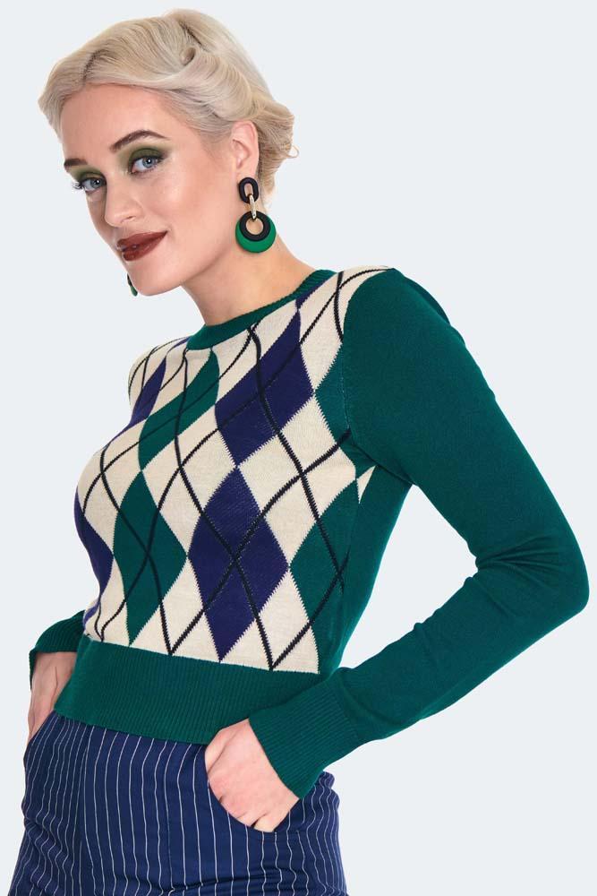 Vintage Knitted Argyle Sweater