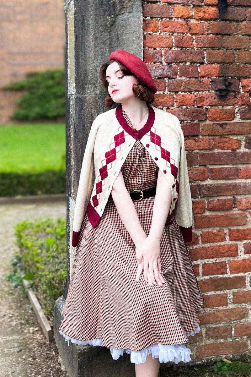 Cream Argyle Pattern Cardigan