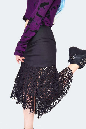 Asymmetrical Netted Midi Skirt