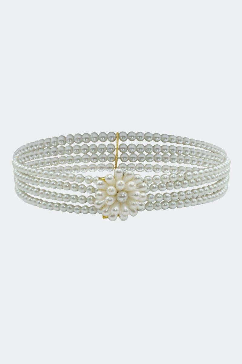 Flower Buckle Pearl Chain Belt