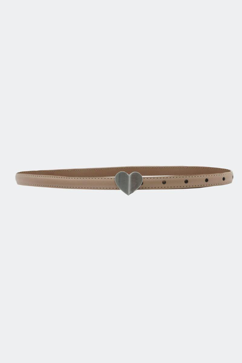 Silver Heart Buckle Skinny Belt