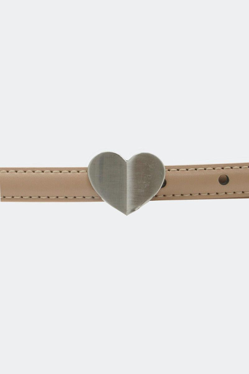 Silver Heart Buckle Skinny Belt