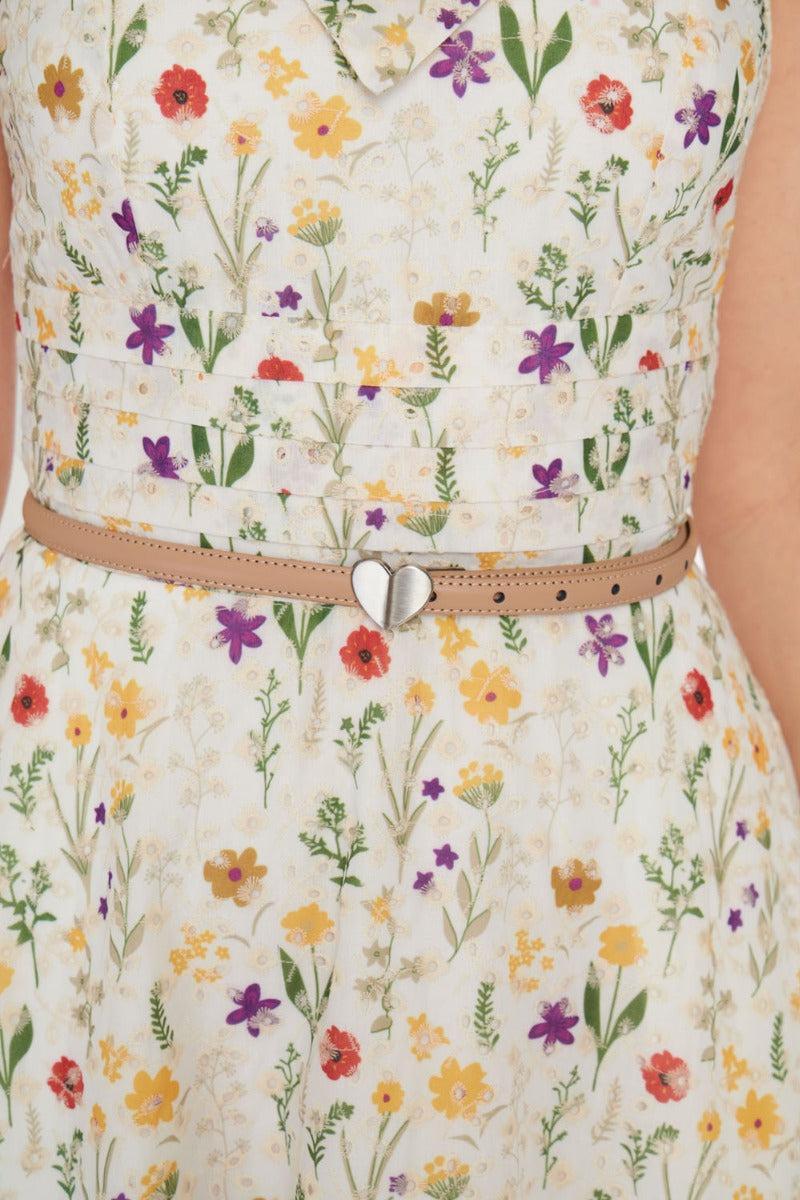 Silver Heart Buckle Skinny Belt