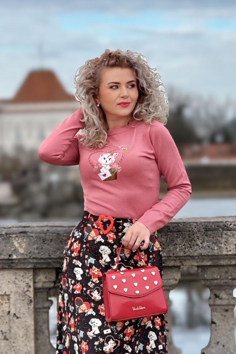 60s Heart Studded Top Handle Bag