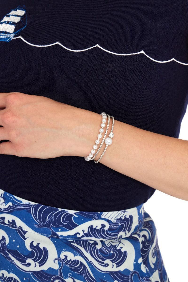 Pearl and Rhinestone Adjustable Bracelet