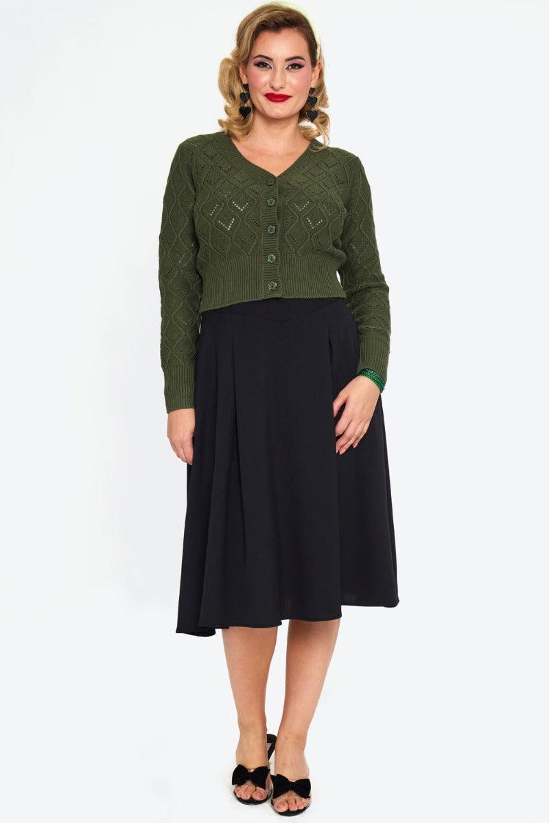 Green Flower Button Cardigan