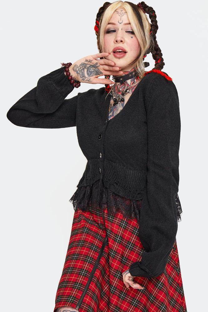 Distressed Hem Cropped Cardigan