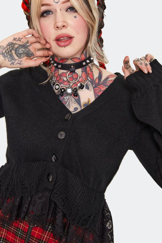 Distressed Hem Cropped Cardigan