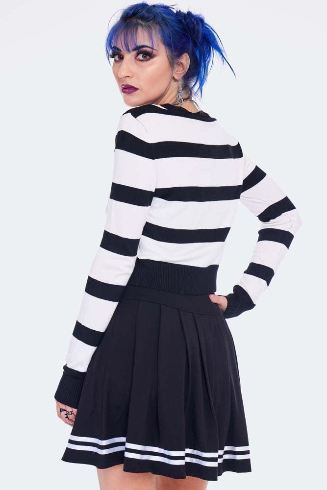 Striped Cardigan With Skull Bow