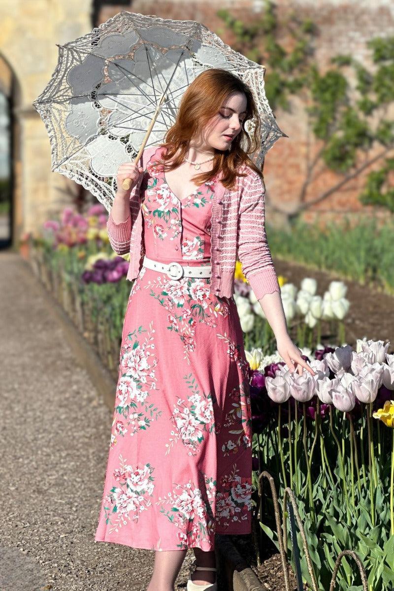 Scallop Knit Stripe Patterned Cardigan