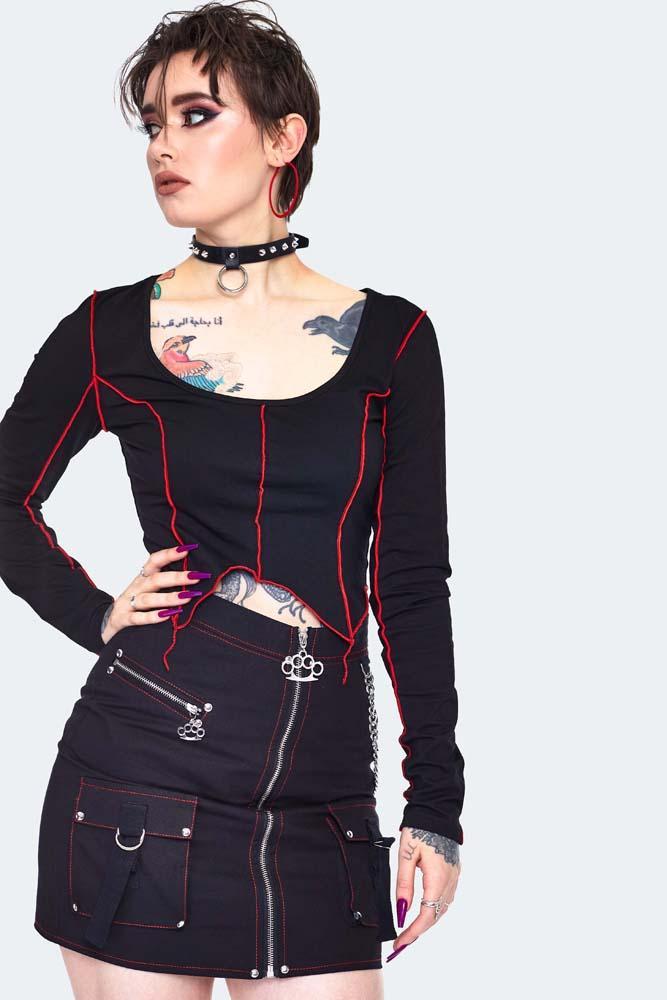 Cargo Contrast Stitch Mini Skirt