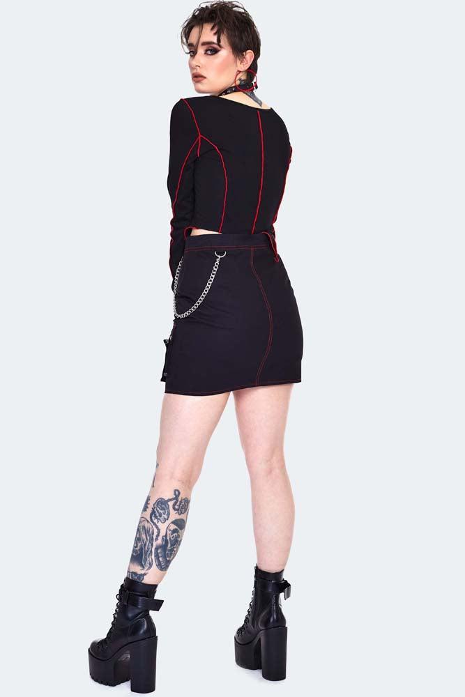 Cargo Contrast Stitch Mini Skirt