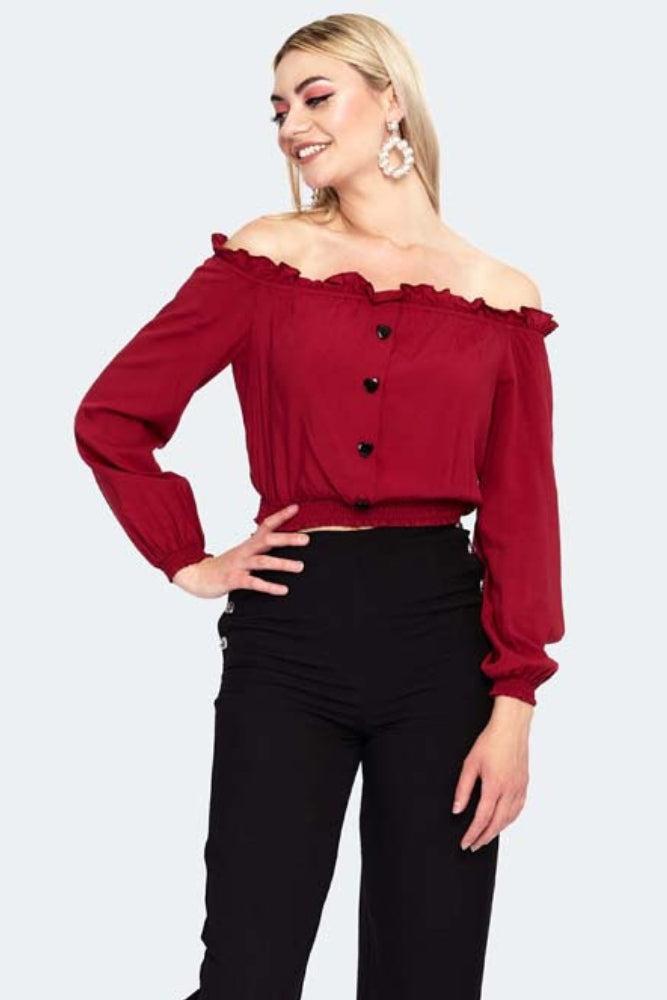 Off The Shoulder Long Sleeve Blouse