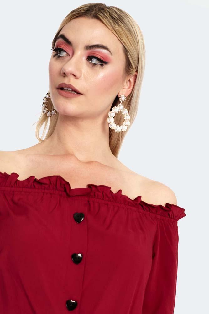 Off The Shoulder Long Sleeve Blouse