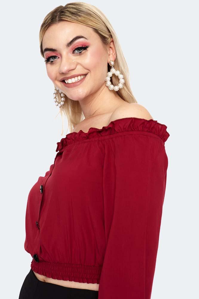 Off The Shoulder Long Sleeve Blouse