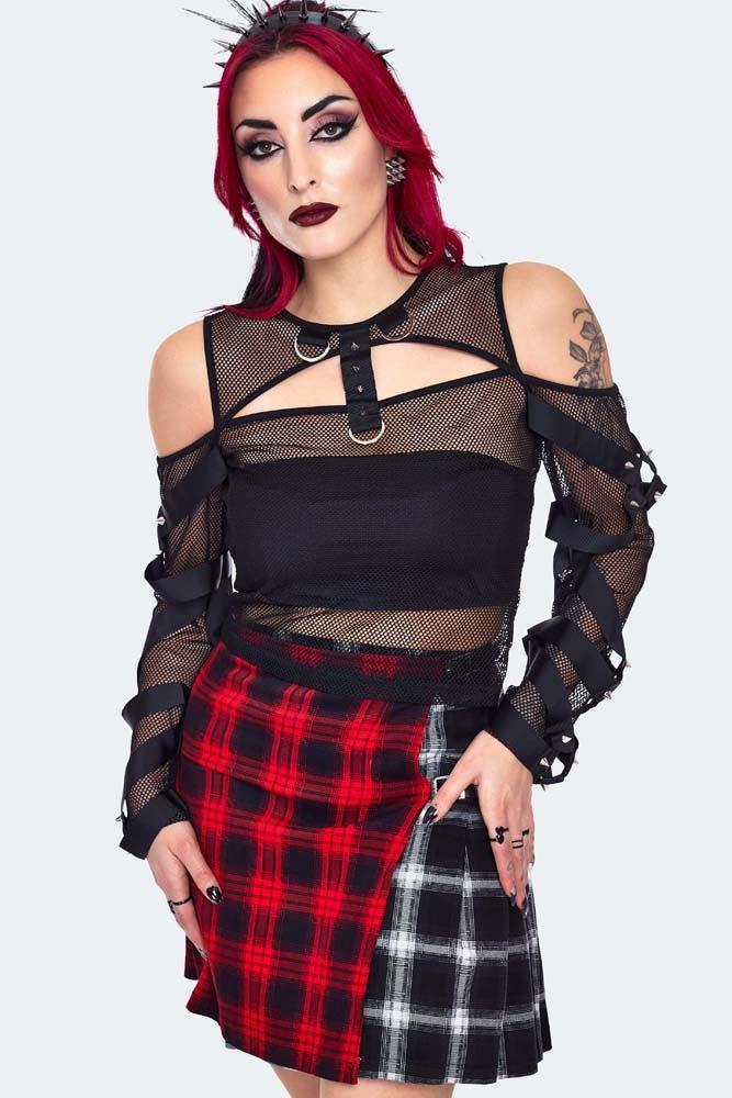 Cold Shoulder Mesh Top