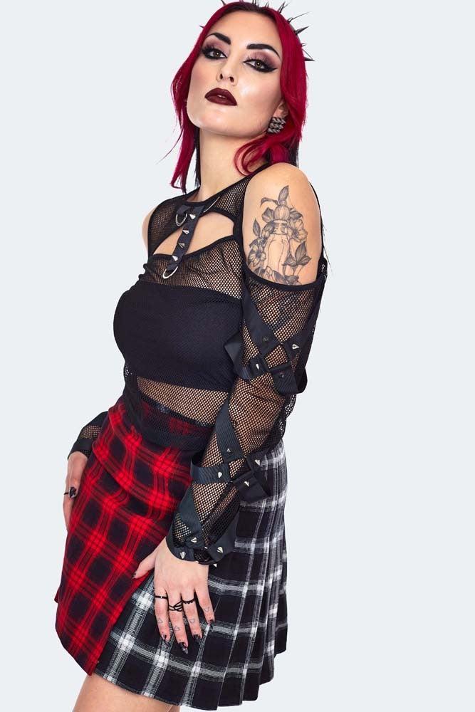 Cold Shoulder Mesh Top