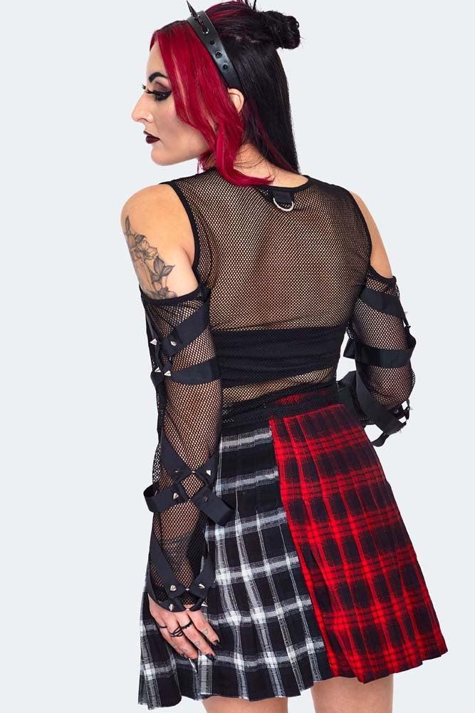 Cold Shoulder Mesh Top