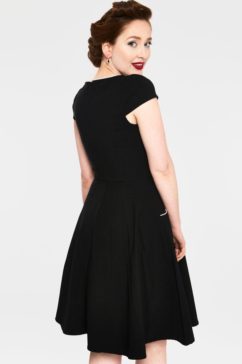 Connie 1950s Contrast Piping Criss Cross Neckline Swing Dress