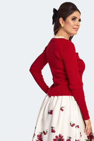 Contrast Piping Front Bow Cardigan