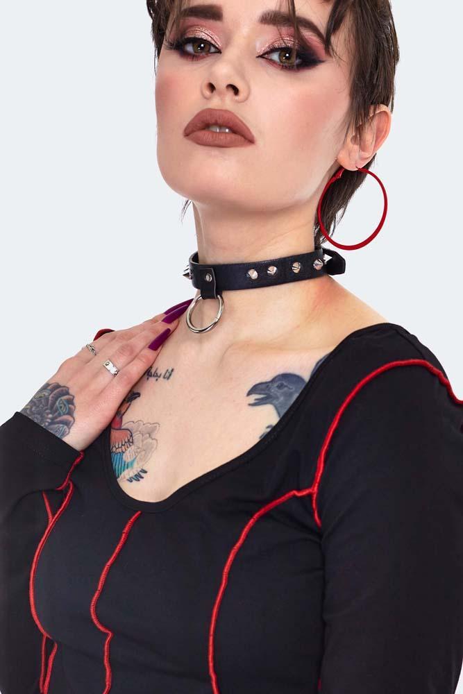 Contrast Stitch Panelled Top