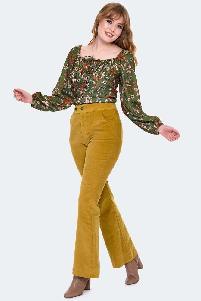 Mustard Corduroy Flare Trousers