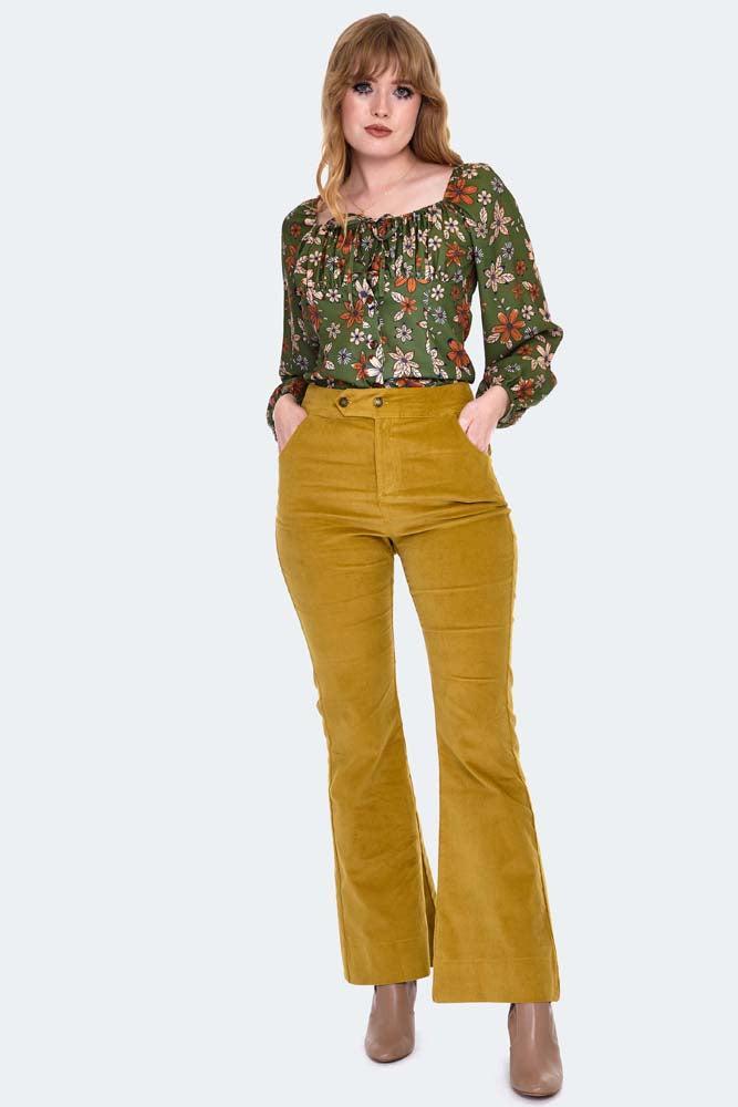 Mustard Corduroy Flare Trousers