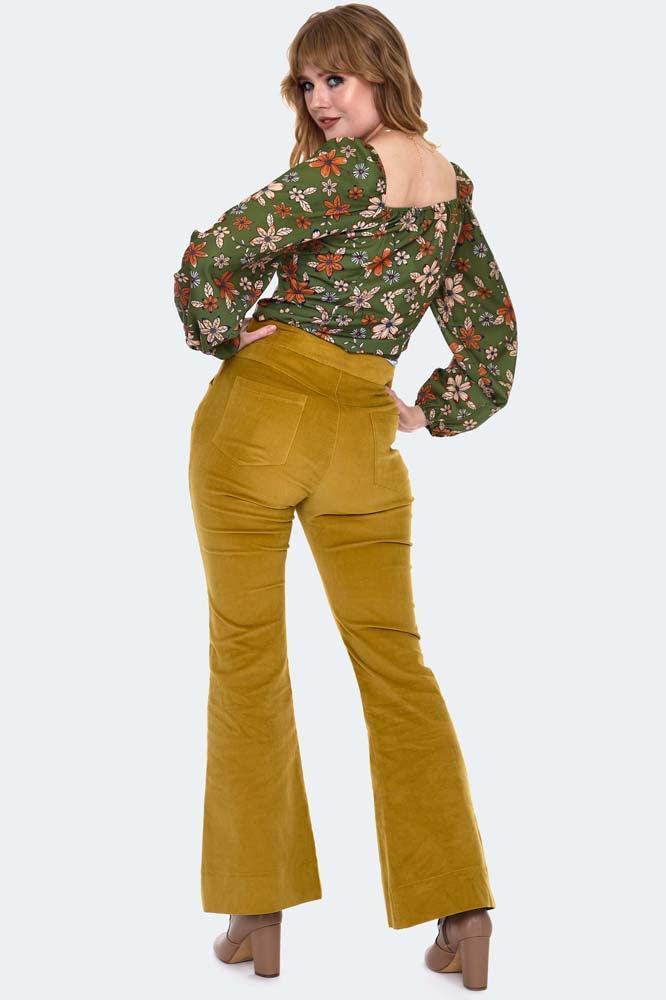 Mustard Corduroy Flare Trousers