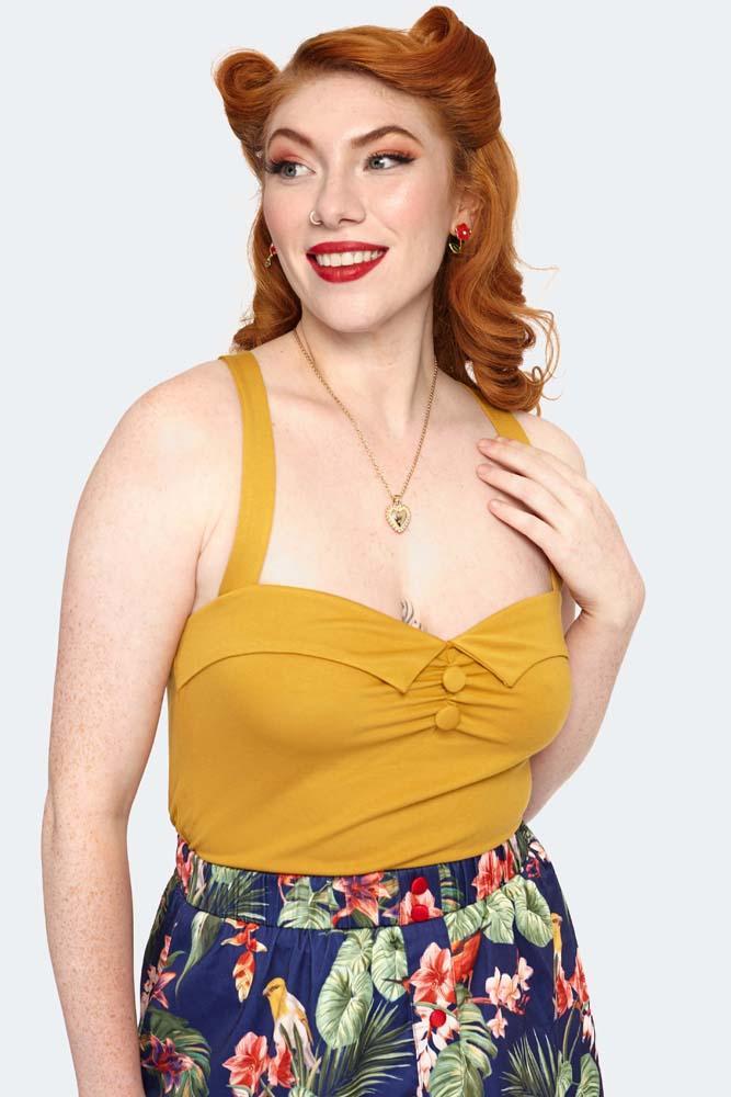 Cross Strap Knit Mustard Top