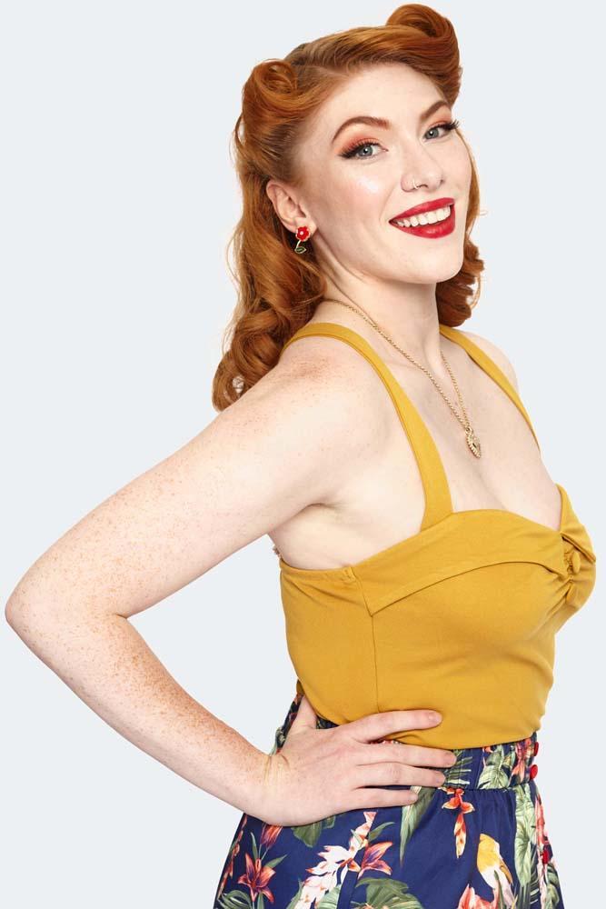 Cross Strap Knit Mustard Top