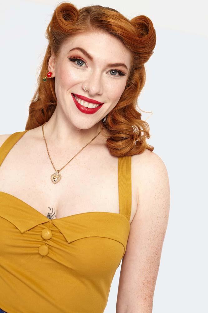 Cross Strap Knit Mustard Top