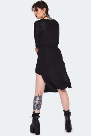 Dead Flowers Embroidered Knitted Midi Dress