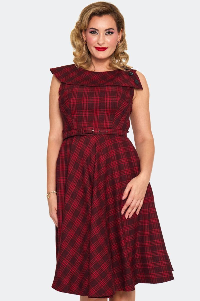Retro Checked Flare Dress