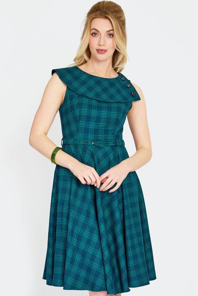 Retro Checked Flare Dress