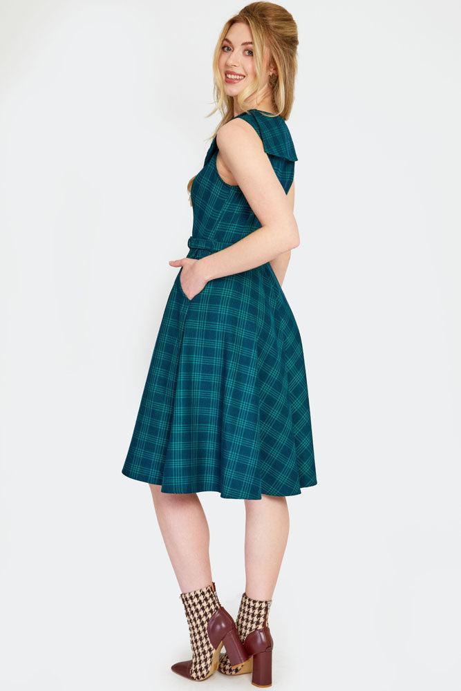 Retro Checked Flare Dress