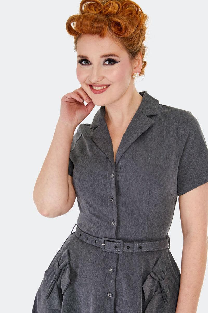 Retro Button Up Flare Dress