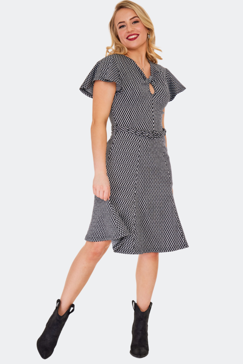 Multi Houndstooth Flare Dress