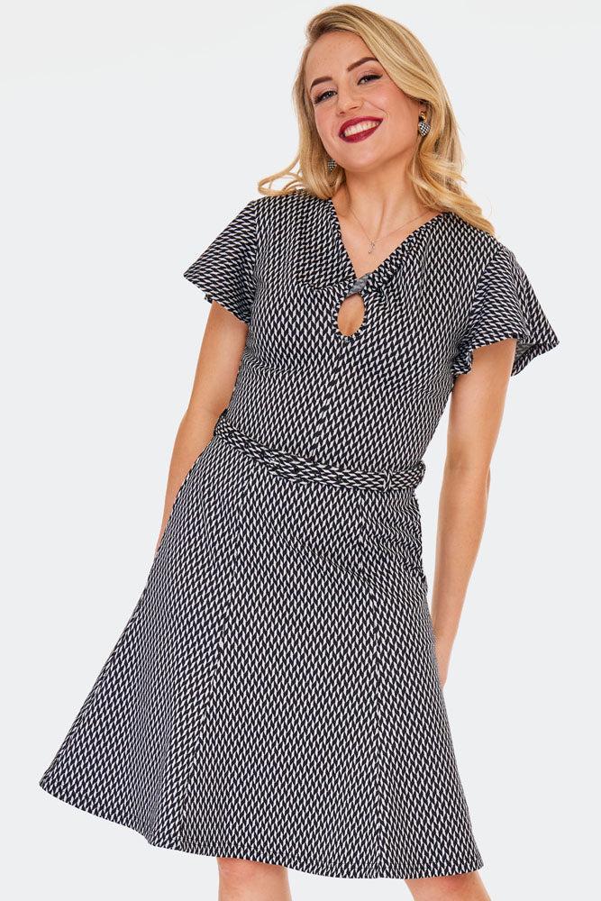 Multi Houndstooth Flare Dress