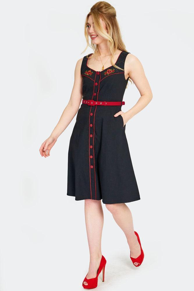 Rose Embroidered Flare Dress