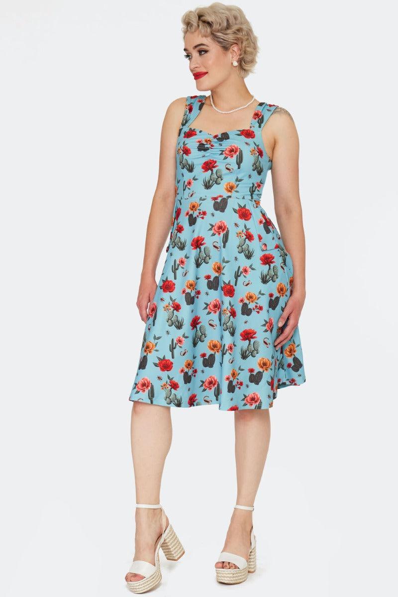 Desert Floral Print Flare Dress