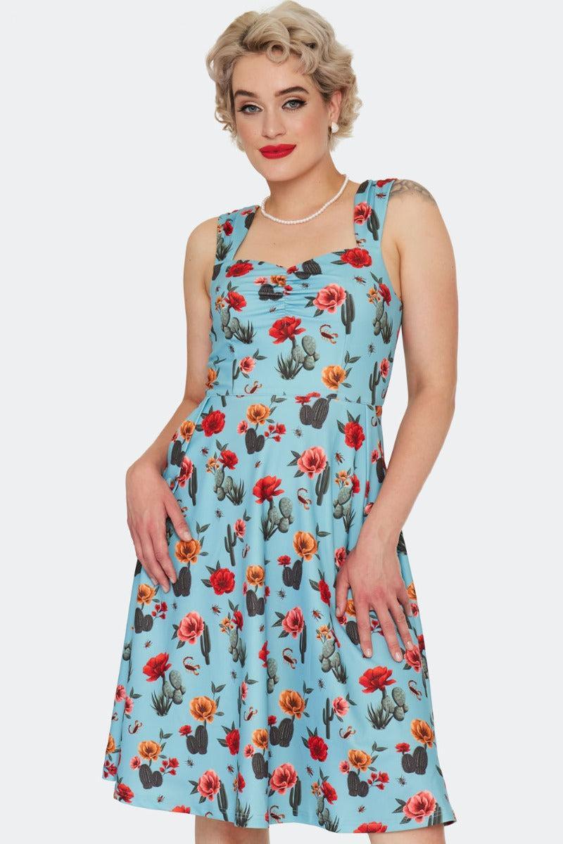 Desert Floral Print Flare Dress