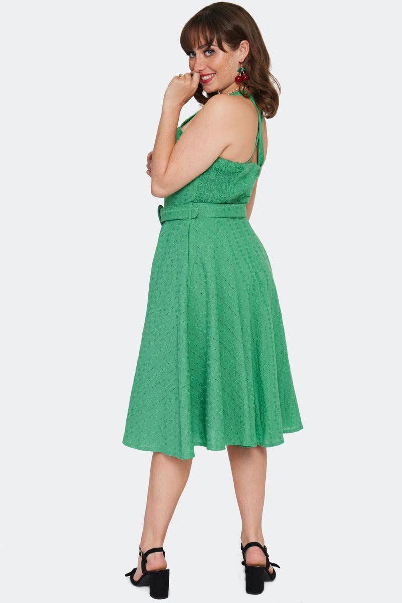 Embroidery Heart Buckle Flare Dress