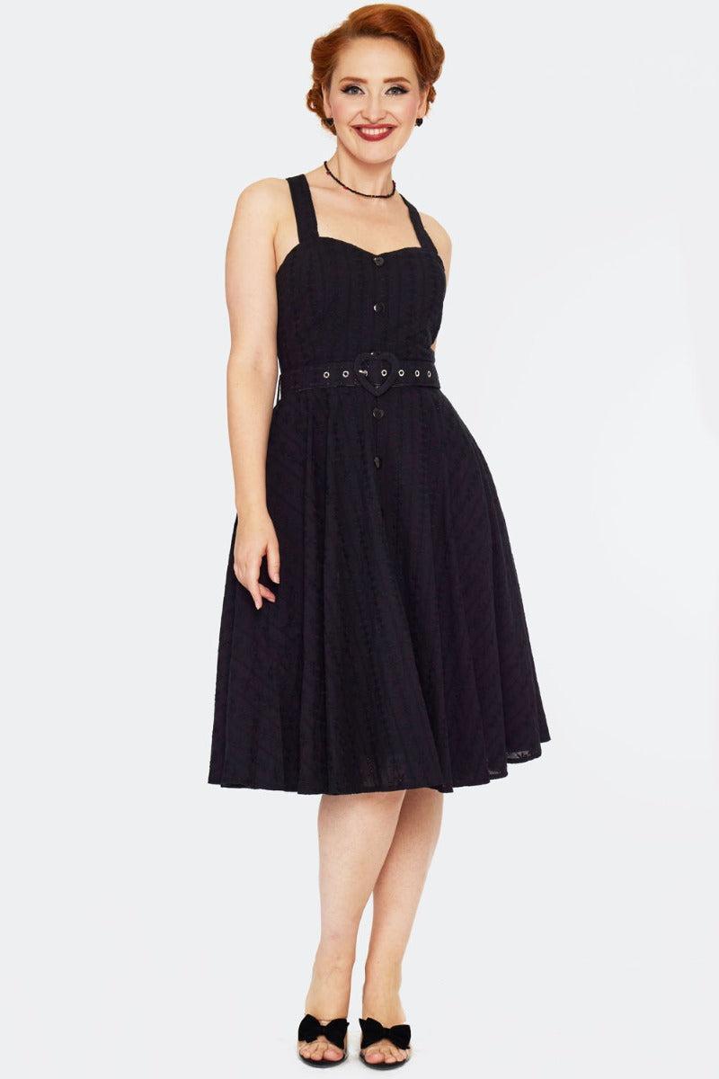 Embroidery Heart Buckle Flare Dress