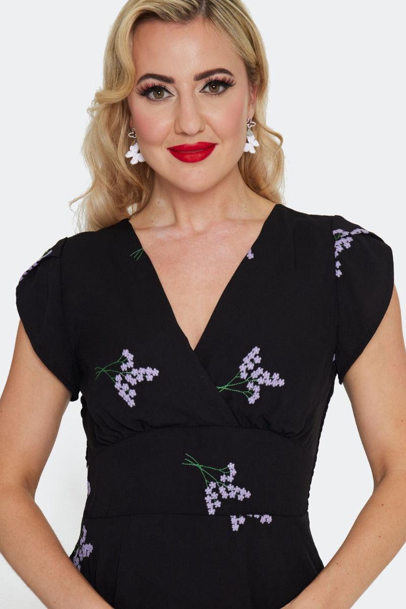 Floral Embroidery Flare Dress