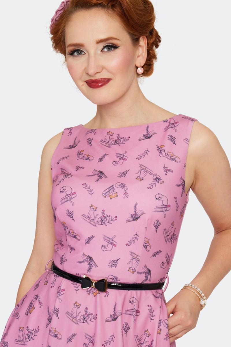 Pink Floral Sleeveless Midi Dress