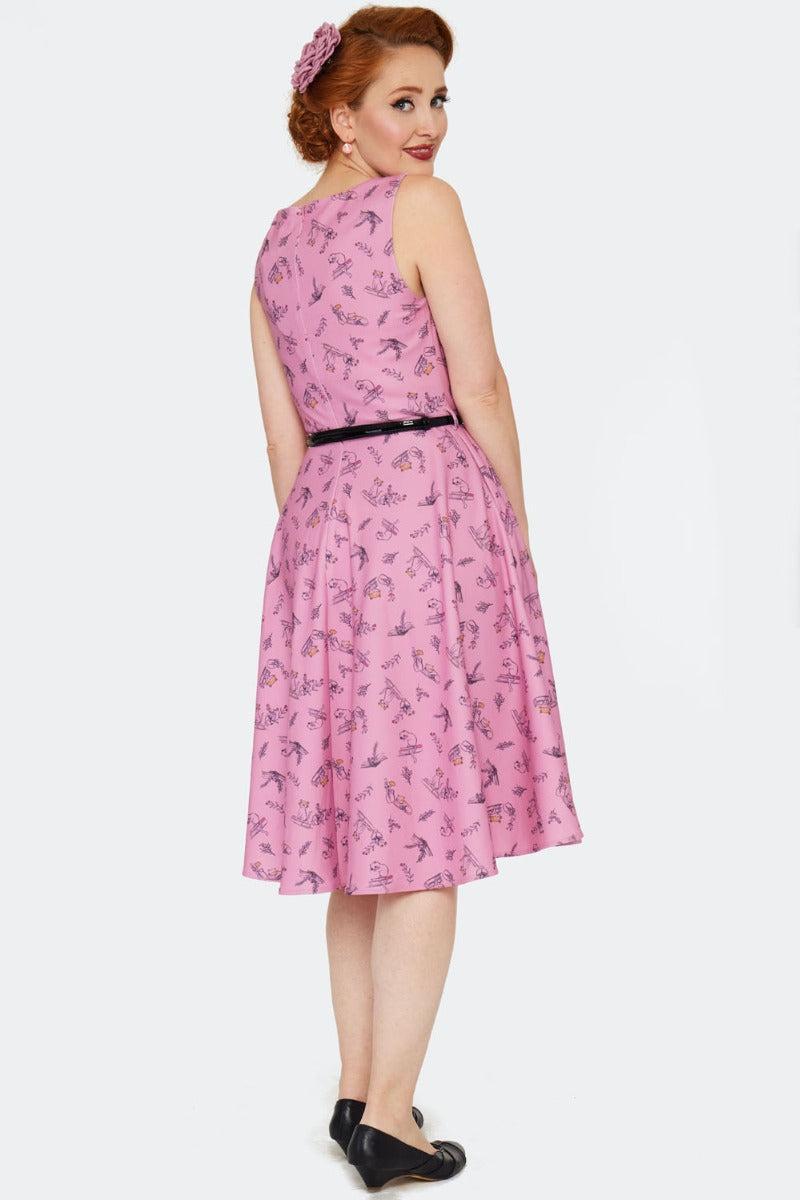 Pink Floral Sleeveless Midi Dress